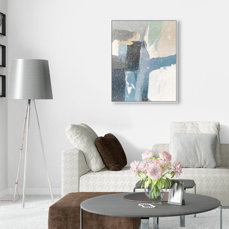 Ashen Tide Canvas Abstract Print by Oliver Gal, Black Frame, 16 x 20, 37"H x 31"W, White Frame