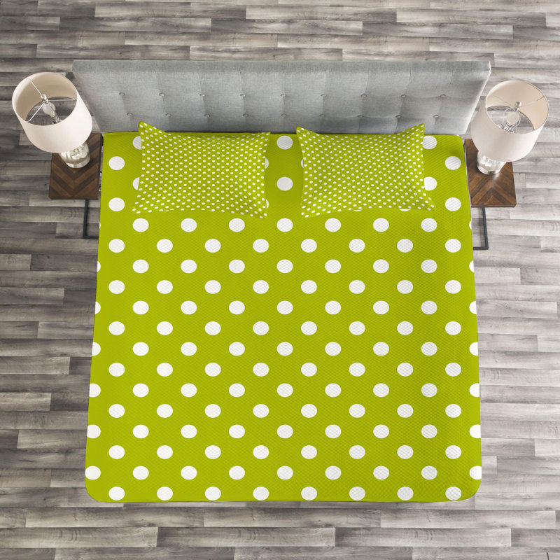 Modern & Contemporary Polyester Dots Coverlet, King Coverlet + 2 Shams