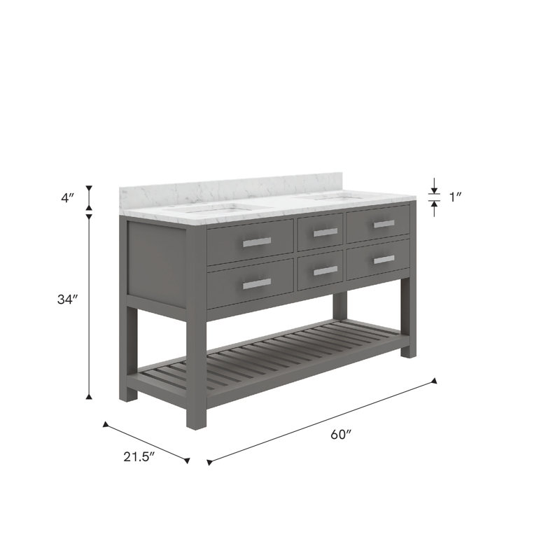 Madalyn 60" Double Sink Bathroom Vanity Set, Cashmere Gray