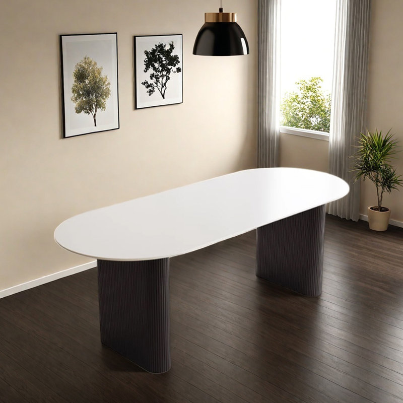 Table de salle à manger moderne et minimaliste, H 29,52 po x L 55,11 po x l 31,49 po, White