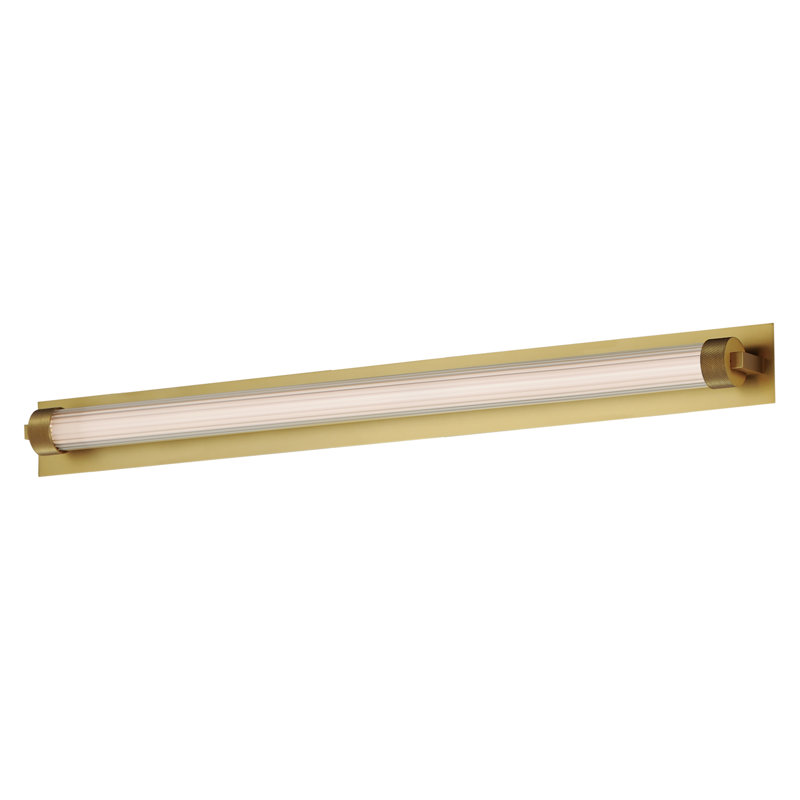 Delice LED Flush Mounted Sconce, 4.75" H x 30" W x 3" D, Natural Aged Brass