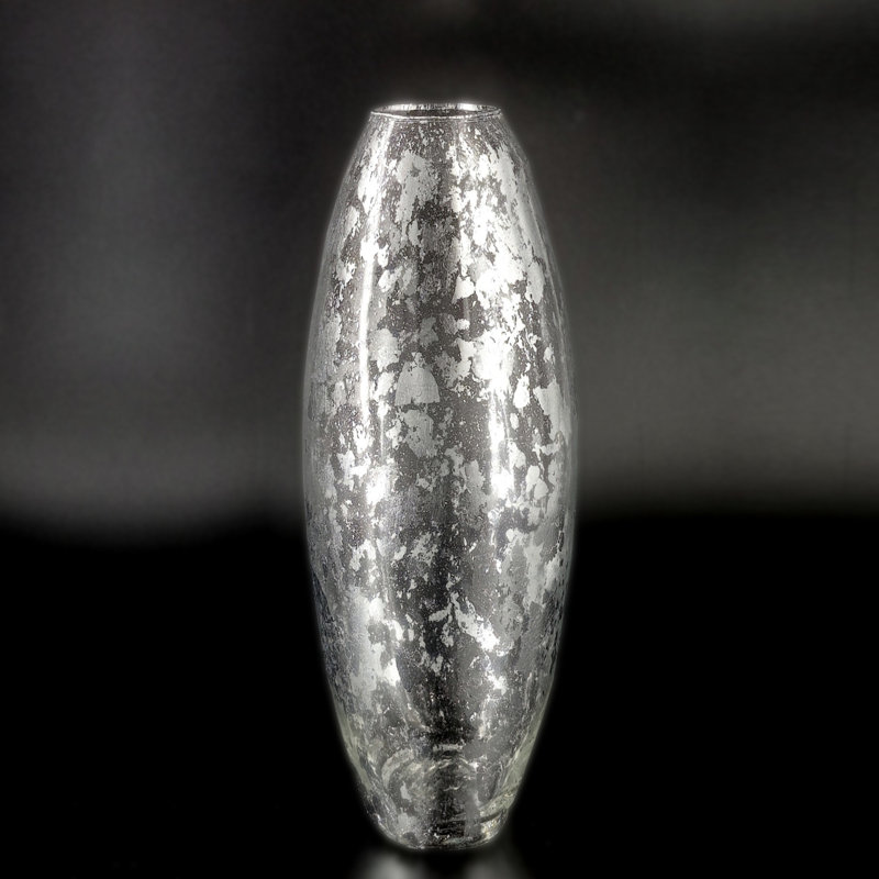 Leiston Glass Bullet Vase, 20" H x 6.5" W x 6.5" D, Silver