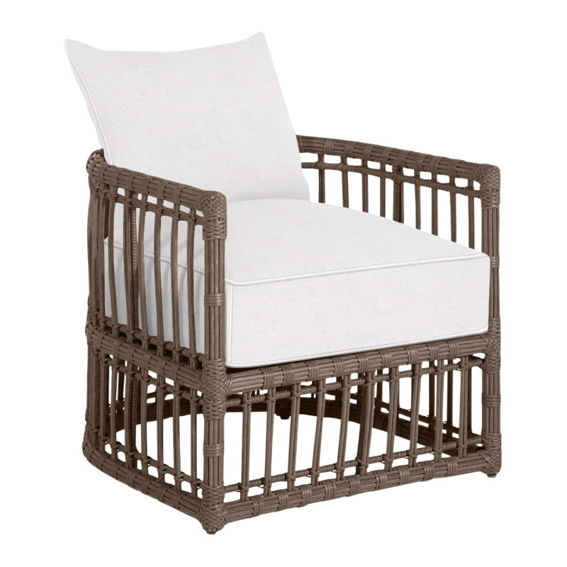 Newport Arm Chair with Cushions, Newport #66 Burlap, Welt, Linen Snow