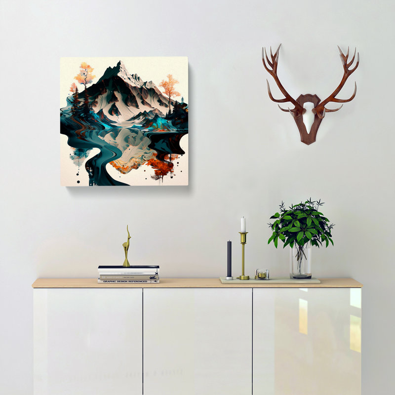 Japanese Mountains Liquify - Wrapped Canvas, 35cm H x 35cm W x 3cm D