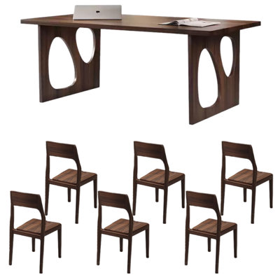 Walnut solid wood dining table set