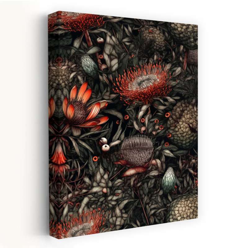 «Vibrant Exotic Blooms Vibrant Abstract Flower Nature», art mural, H 60 po x l 40 po