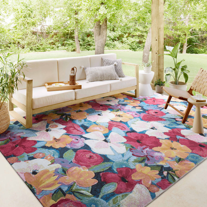 Tapis bleu marine / multicolore Loloi, Échantillon 18 po x 18 po