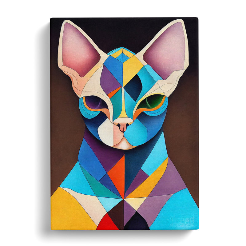 Sphynx Cat Patchwork - Wrapped Canvas, 50cm H x 35cm W x 3cm D