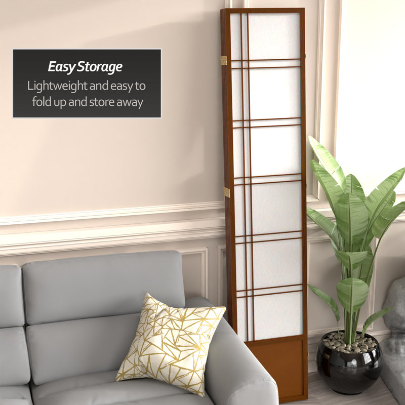 83.5" Double Cross Shoji Room Divider, Walnut, 4 Panels