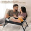 Medich Breakfast Tray Bamboo Bed Tray Table With Foldable Legs Multipurpose Lap Tray (Black)
