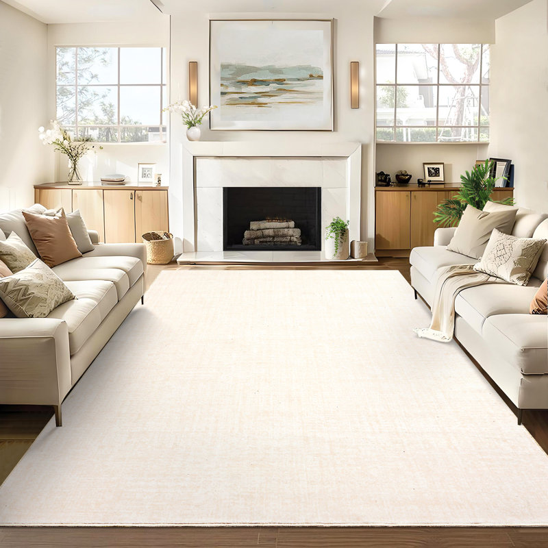 Tapis de salon Minimalist, Rectangle 9 pi x 12 pi, Beige