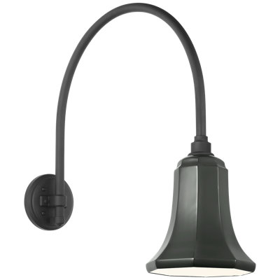 Thomas O'Brien, "Academy 19.5" Arched Mack Barn Light in Matte Black with 9.25" White Savannah Shade