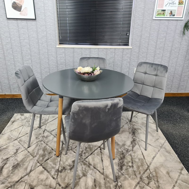 Gordin 4 - Person Dining Set, Grey, Grey