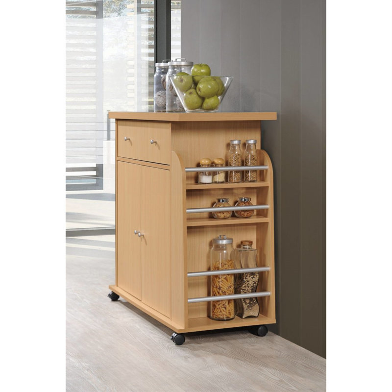 Kamal Wood Kitchen Cart, Beech