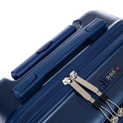14"/20" 2 pcs/set in ABS Spinner Wheel Luggage, with Combination Lock and Front Opening Design, 14" Cosmetic Case (Black)