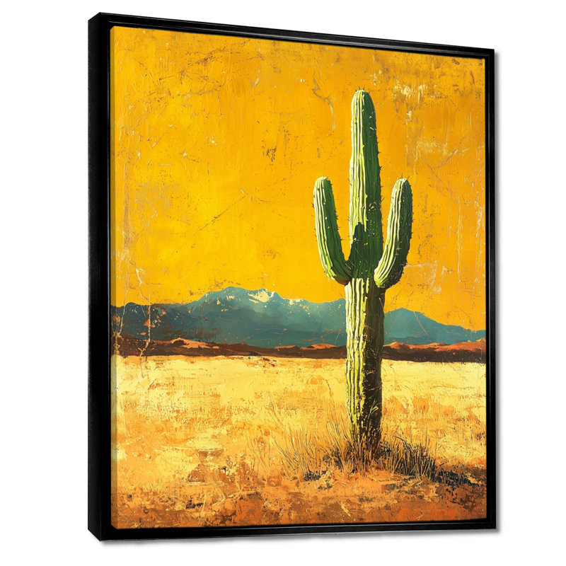Cactus Margarie et la chaleur du désert II - Cactus, décoration murale, H 40 po x l 30 po, Reproduction avec cadre flottant