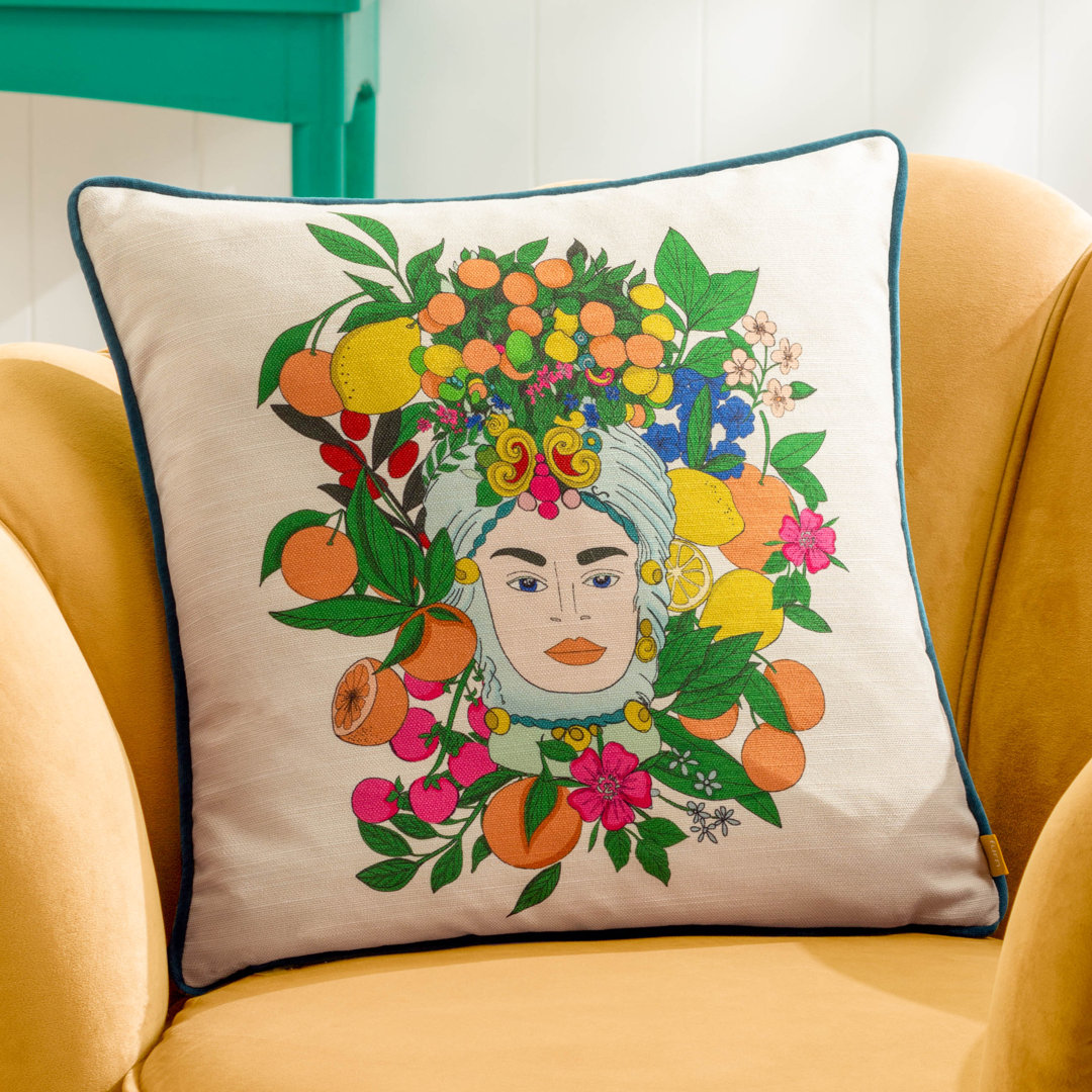 Taormina Floral Teal Square Cushion