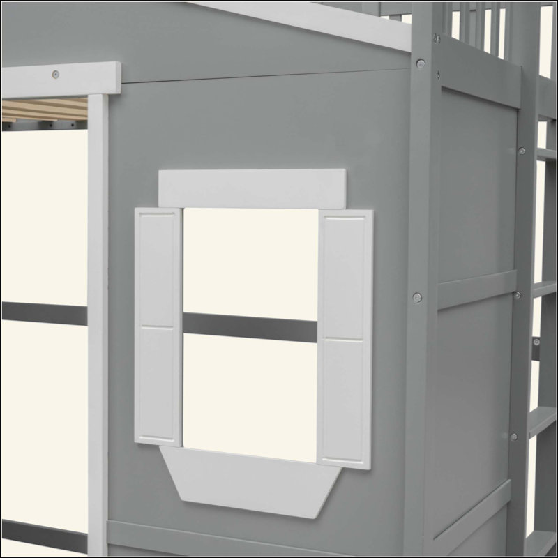Lit mezzanine avec échelle House, White/Gray, Twin
