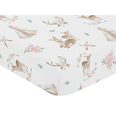 Deer Floral Fitted Crib Sheet
