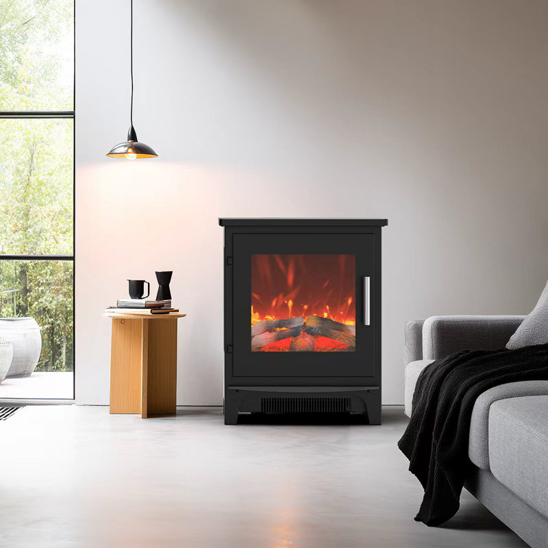 Chaufferette électrique autoportante avec effet de flamme réaliste 3D, appareil de chauffage infrarouge de 1000 pieds carrés avec thermostat réglable, fonctionnement silencieux, aucune installation requise