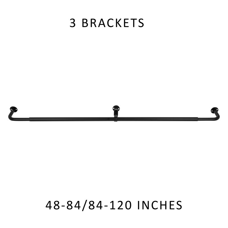 Aalina Steel Adjustable Single Curtain Rod, 120", Black