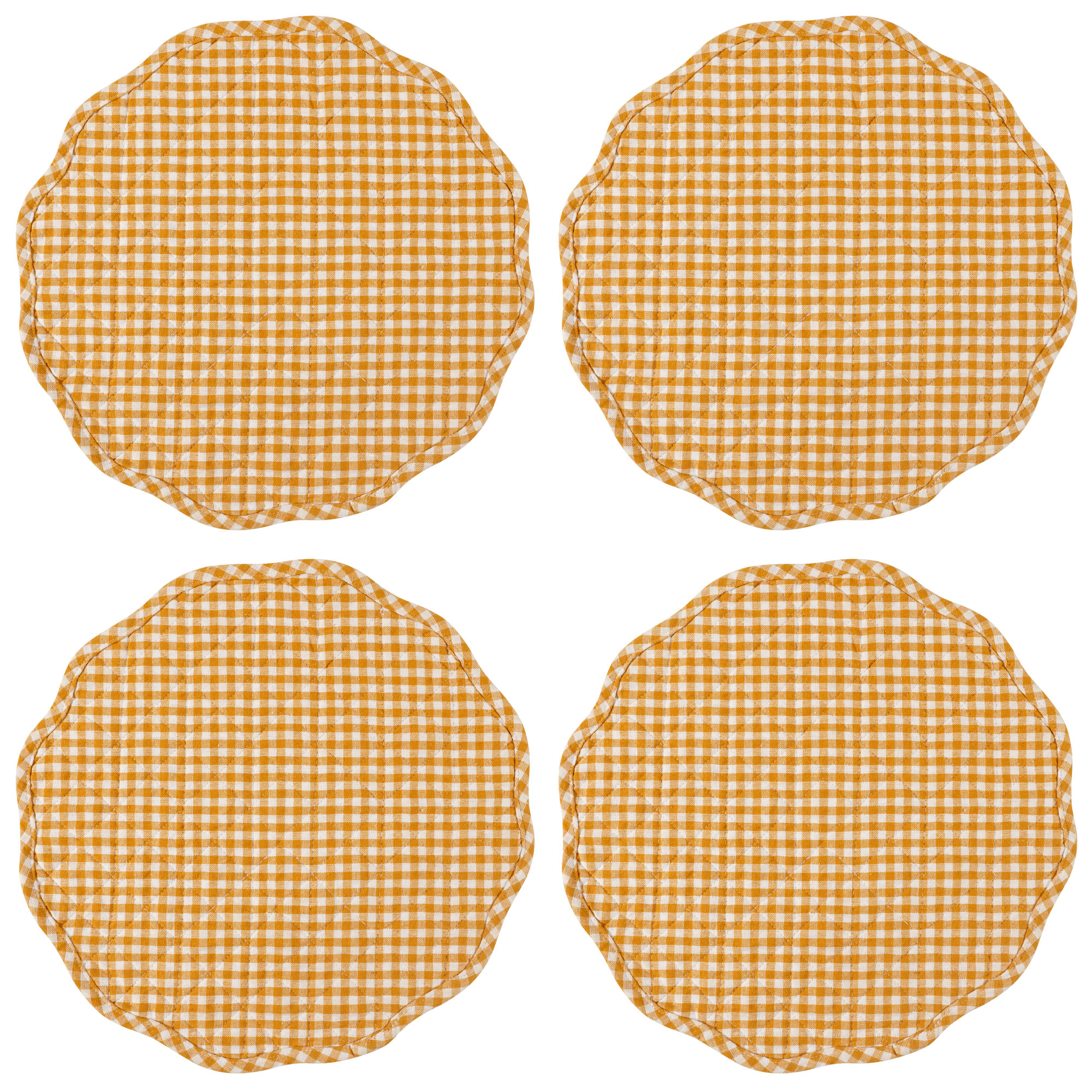 Set of 4 Farmhouse Quilt Placemats, Ochre