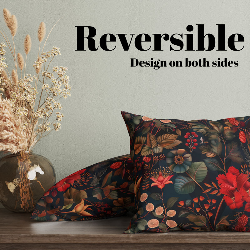 Housse de coussin réversible Floral Maximalist Floral, H 20 po x l 20 po