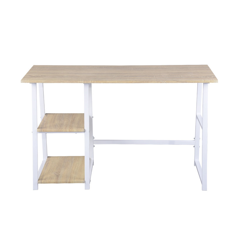 Sadie Metal Base Writing Desk, Oak, White