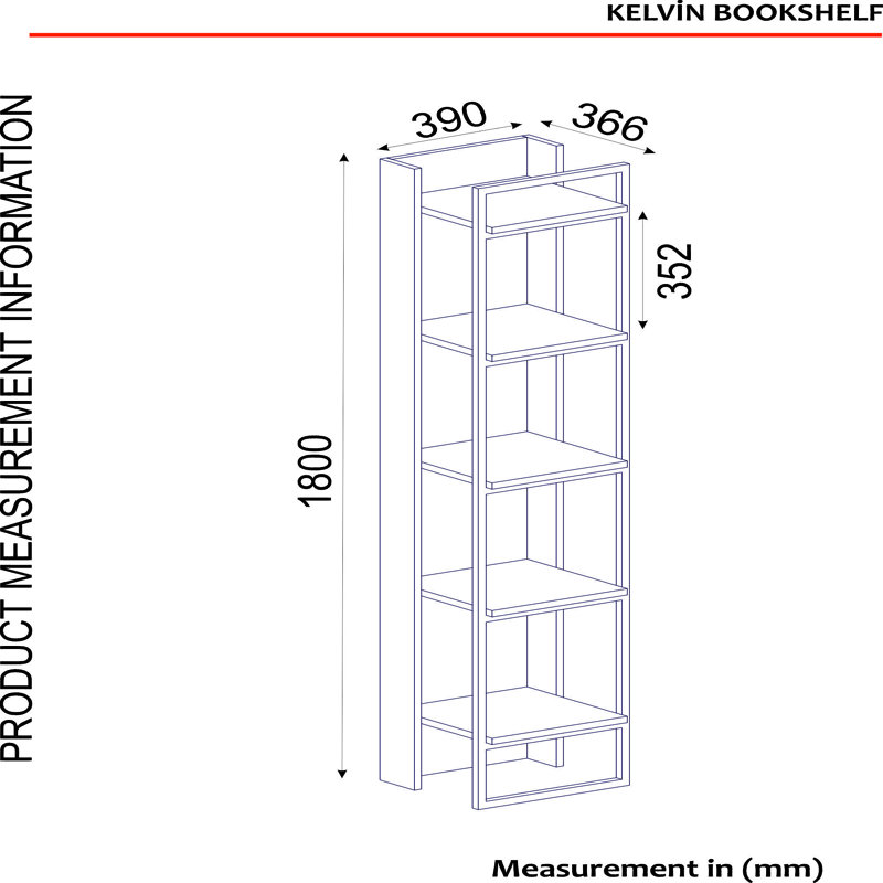 Étagère à livres H 70,87 "x l 25,2" Hearne