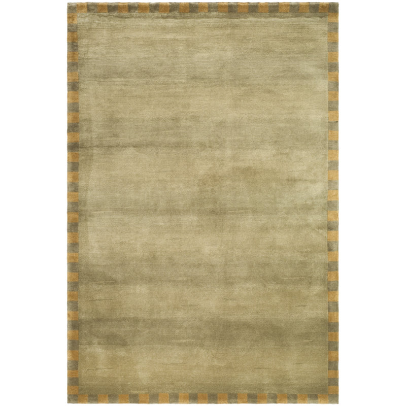 Tapis sauge en laine fait à la main, Rectangle 6 pi x 9 pi