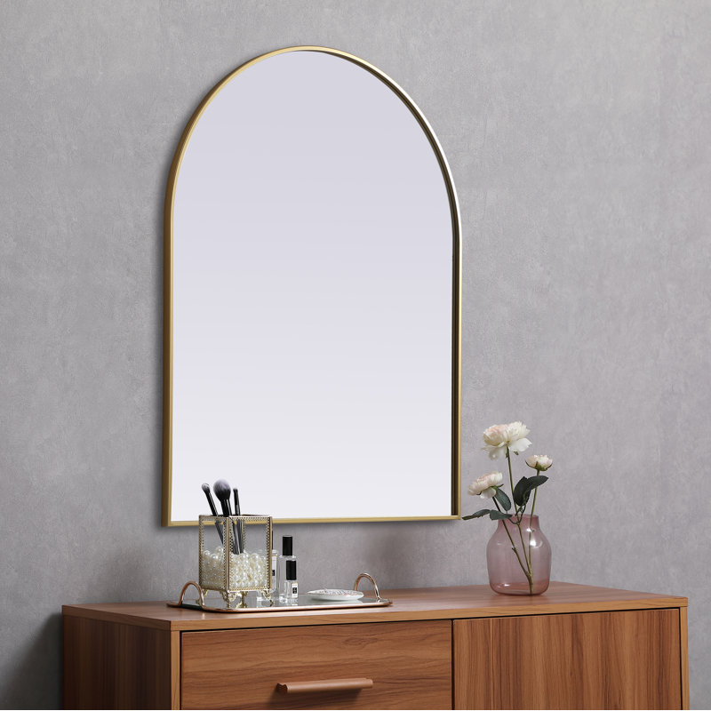 Sabine Metal Arch Wall Mirror, 42" x 33", Brass