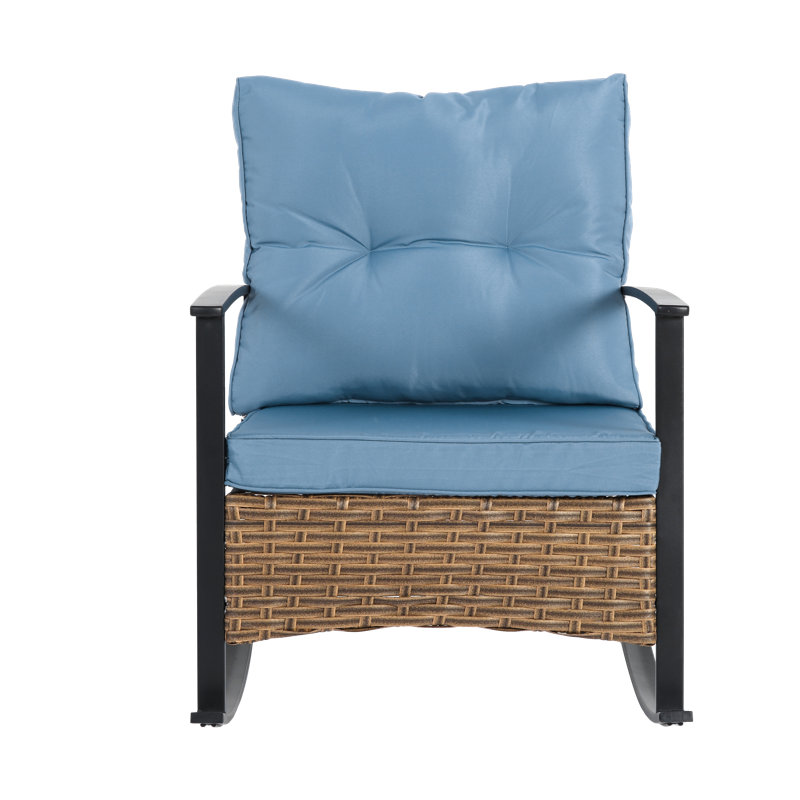 Ensemble de 3 chaises berçantes en osier pour l'extérieur
