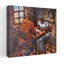 «Quiet Coffee Moment», art mural contemporain rustique-129094037