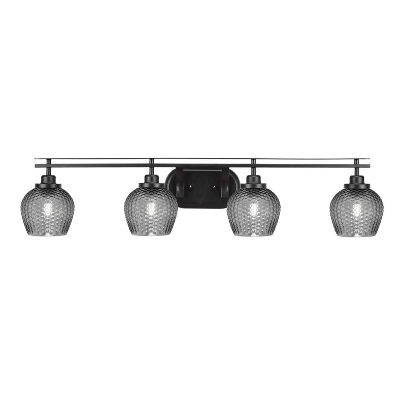Barre d'éclairage de salle de bain 4 lumières Scituate, Clair, Noir mat