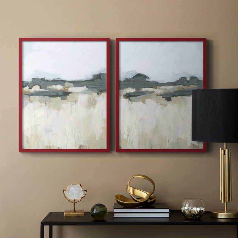 «Brushstroke Badlands I», reproduction encadrée de qualité supérieure - prête à être accrochée - aucun clou requis - aucun clou requis