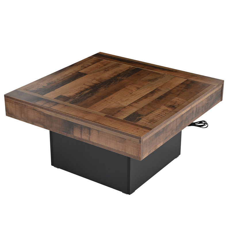 Farmhouse Coffee Table With 2 USB Ports And Outlets, Black
