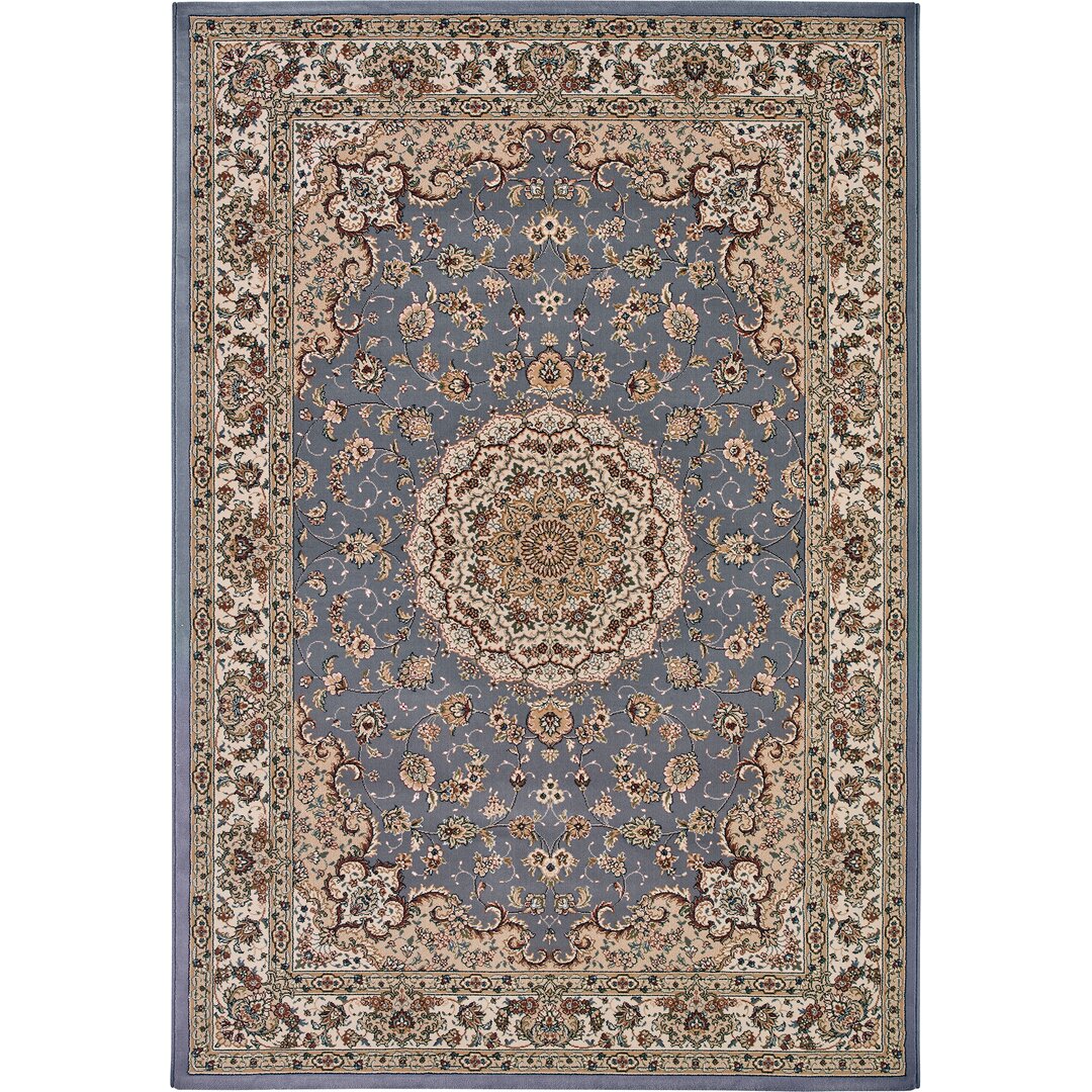 Flachgewebe-Teppich Giron in Blau/Beige