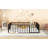 Queen Size Metal Floor Bed Frame With Fence And Door, Black-222715380-222715377