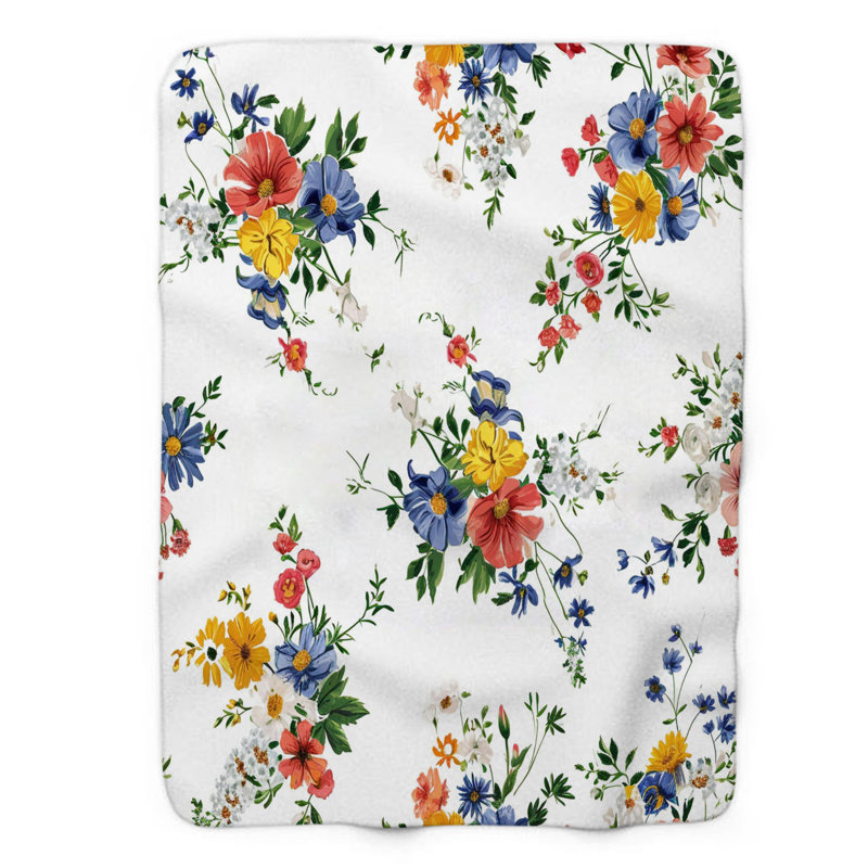 Couverture de sherpa de qualité supérieure 1 pièce Petal Harmony, Lit simple