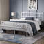 Minimalist Metal Slatted Bed Platform with Arrow Design Headboard-101364234-101248775
