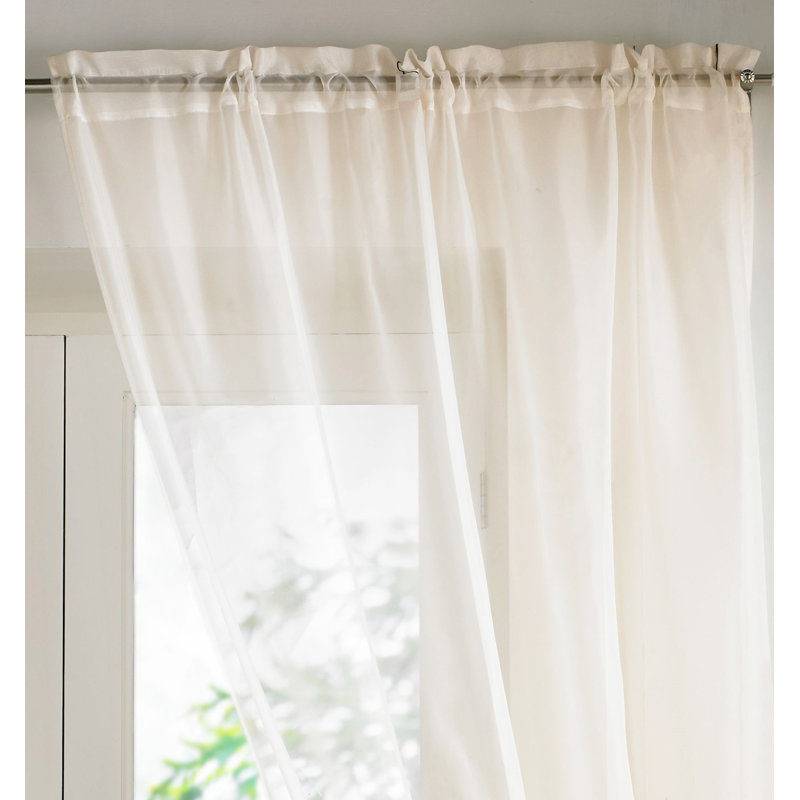 Billerica Sheer Curtain Single Panel, 145 W x 137 D cm, Cream