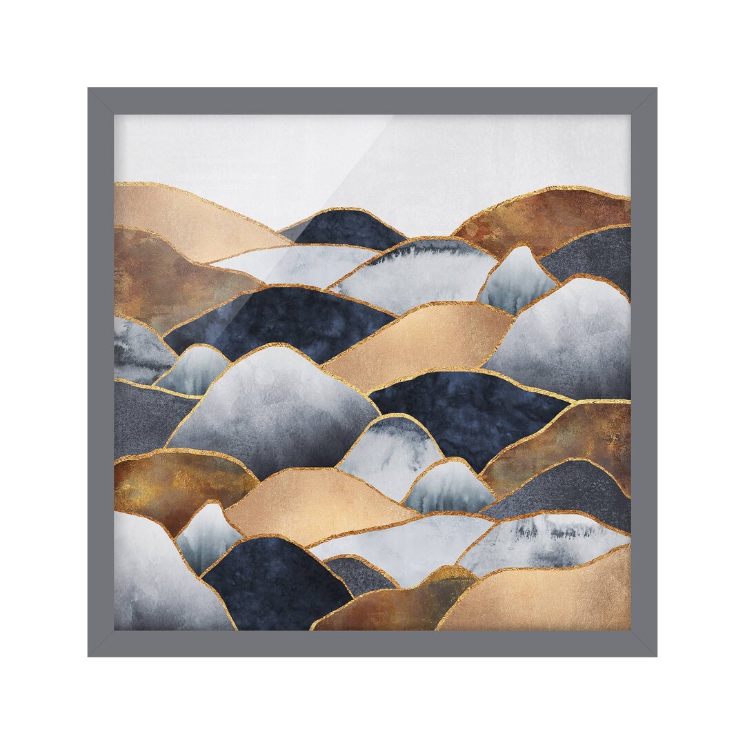 Gerahmtes Poster Golden Mountains-Aquarell