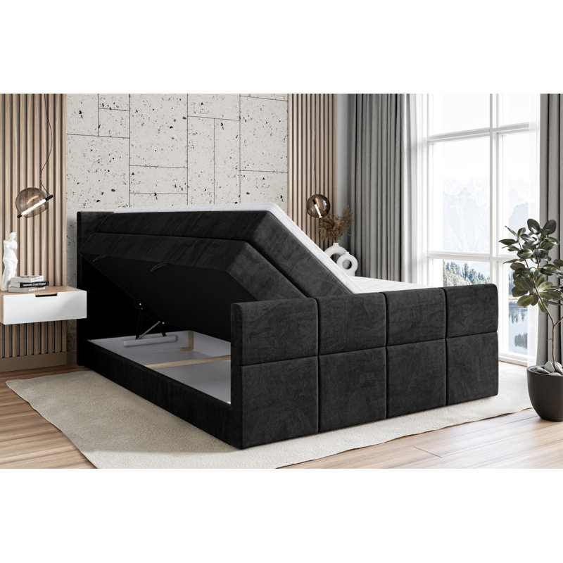 Divan Bed Set, Black, 200 x 200 cm