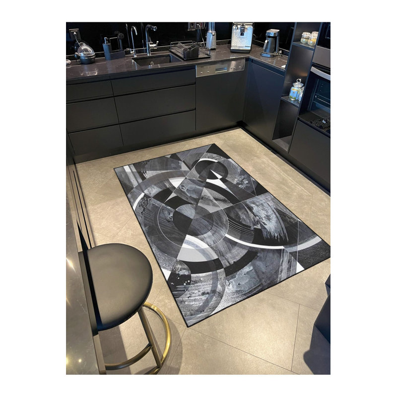 Tapis tissé à motif de cristal en verre et base lavable, Rectangle 3 pi 3 po x 4 pi 11 po