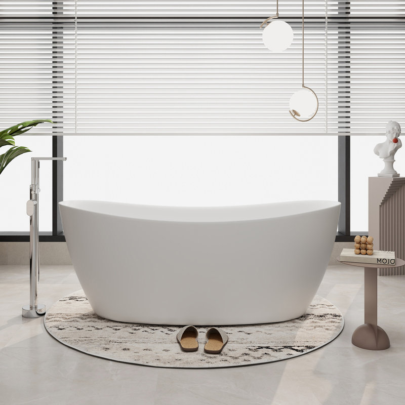 65'' x 33'' Soaking Solid Surface Bathtub, Matte White