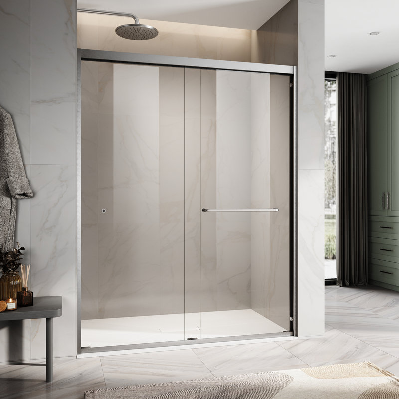 60'' - W x 72'' H Double Added Door Framed Shower Door with Enduro Shield, Nickel