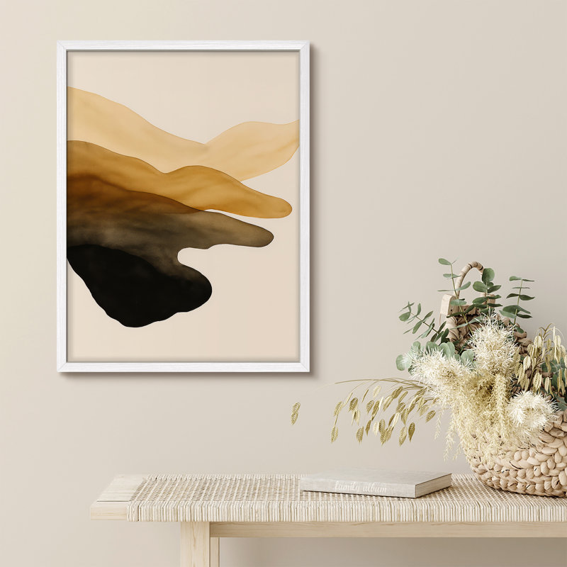 Reproduction d'art encadrée abstraite pour décoration intérieure moderne, H 16 po x l 12 po, Blanc