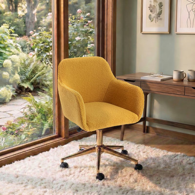 Chaise de bureau pivotante en tissu avec base en métal et roues Modern Teddy