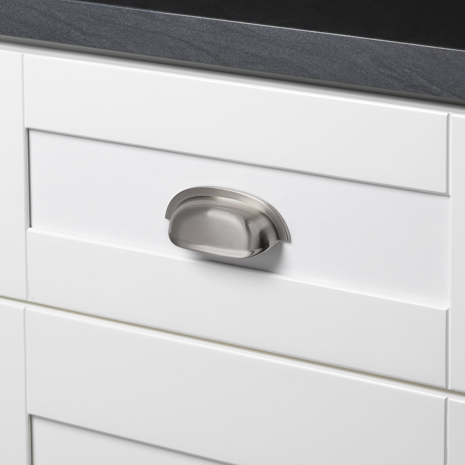 Cup Bin Cabinet Pull, Satin Nickel