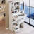 29.2" Small Size Left Drawer Desktop Vanity Table + Cushioned Stool, 2 AC+2 USB Power Station, Hair Dryer Bracket, Extra Large Touch Control Sliding LED Mirror, Tri-Color Switching, Brightness Adjust-1555093622
